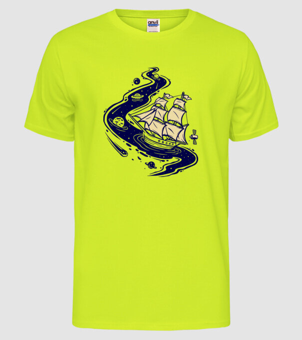 Vapoare model galben neon pe tricou