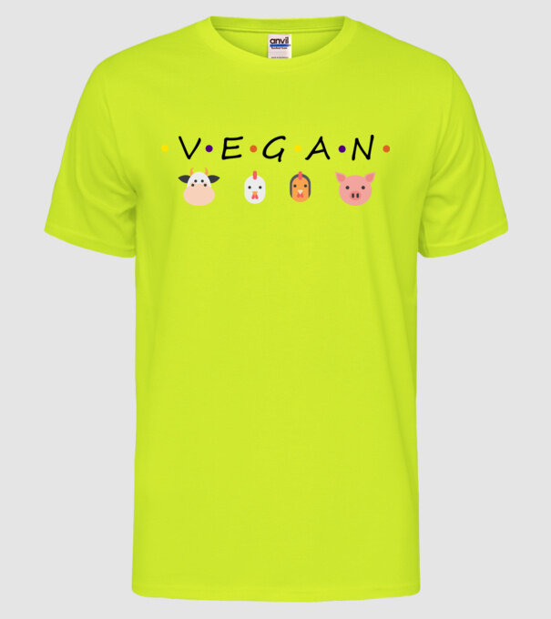 Vegan friends model galben neon pe tricou
