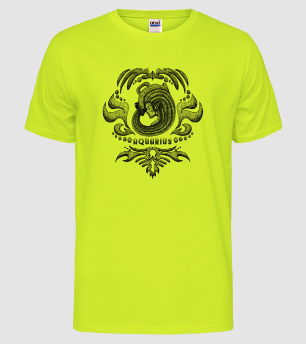 Vintage zodiac aquarius model galben neon pe tricou