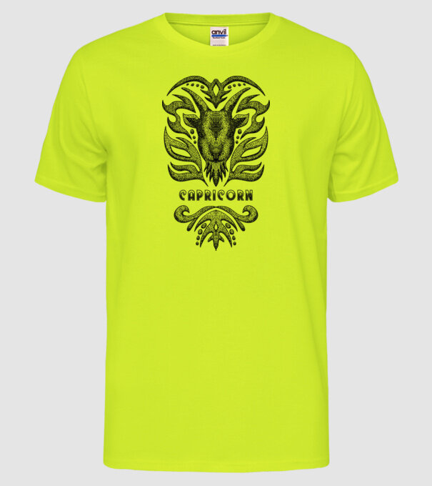 Vintage zodiac capricorn model galben neon pe tricou