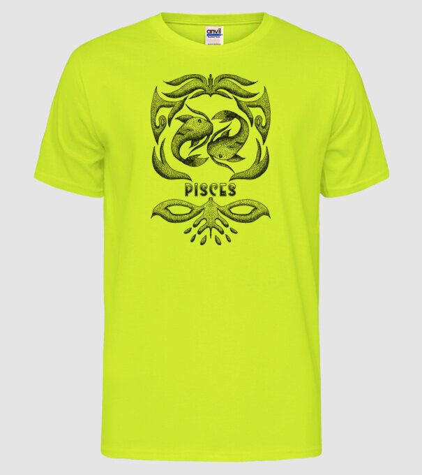 Vintage zodiac pisces model galben neon pe tricou