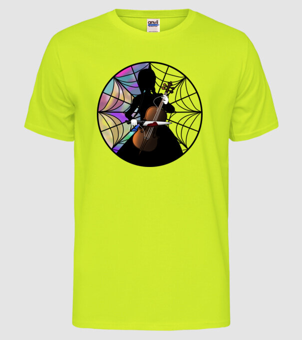 Wednesday Addams Cello - Enid room model galben neon pe tricou