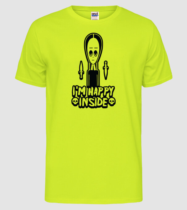 WEDNESDAY Happy inside model galben neon pe tricou