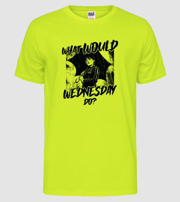 What would Wednesday do model galben neon pe tricou