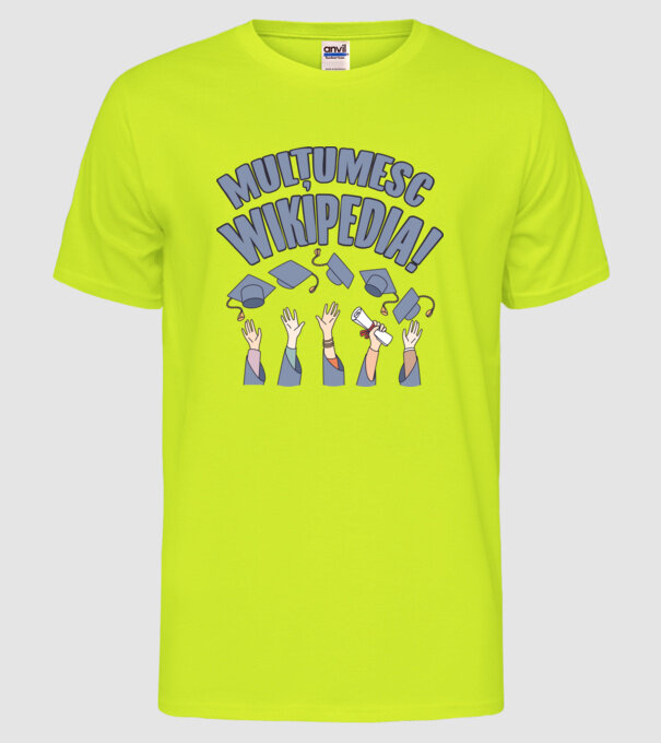 Wikipedia model galben neon pe tricou