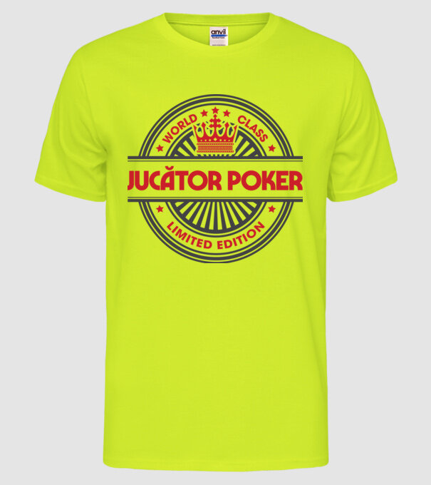 jucător poker model galben neon pe tricou