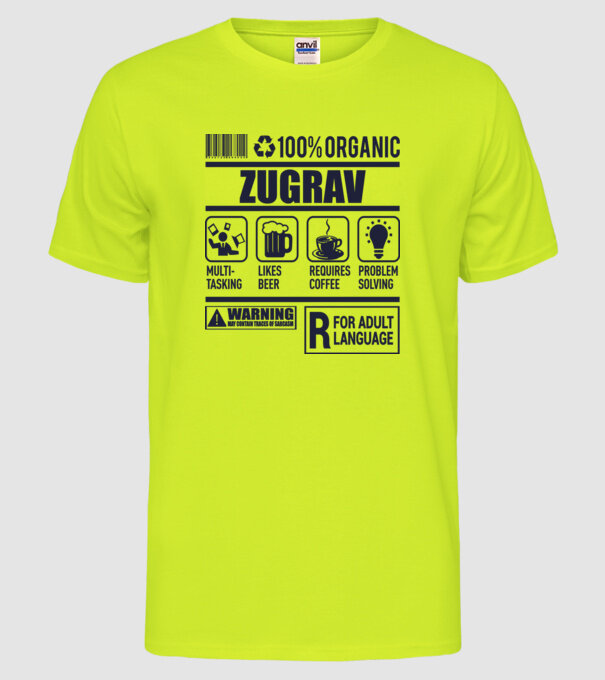 ZUGRAV model galben neon pe tricou