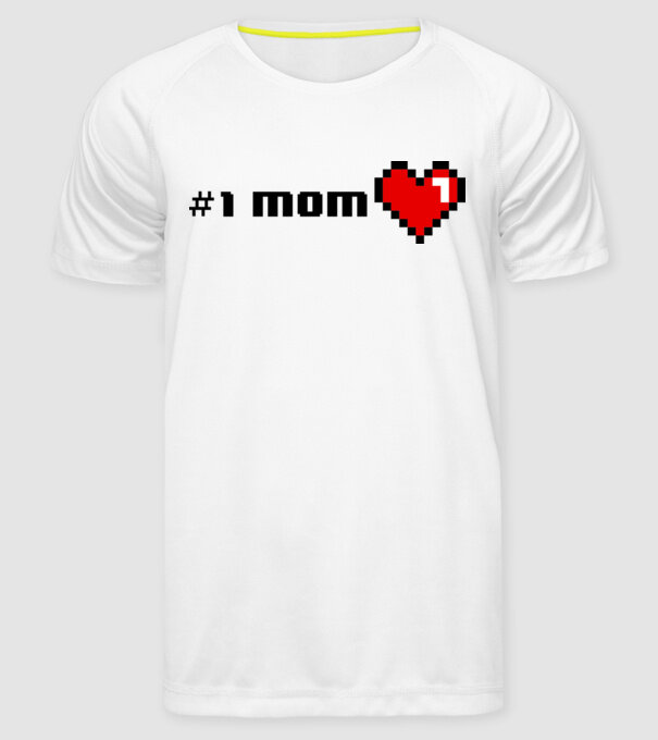 8bit mom number one model alb pe tricou