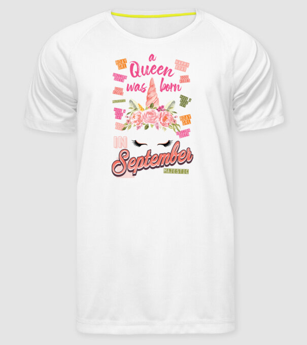 A queen was born in SZEPTEMBER model alb pe tricou