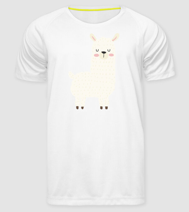 Alpaca model alb pe tricou