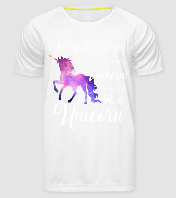 Always be UNICORN model alb pe tricou