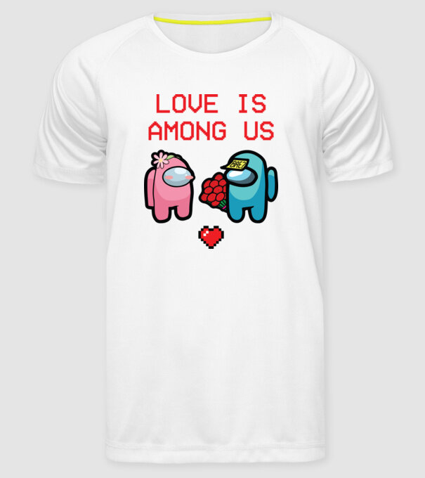 Among us love model alb pe tricou