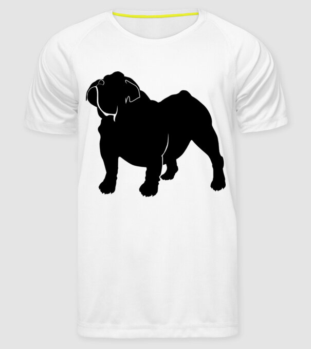 Bulldog englezesc model alb pe tricou