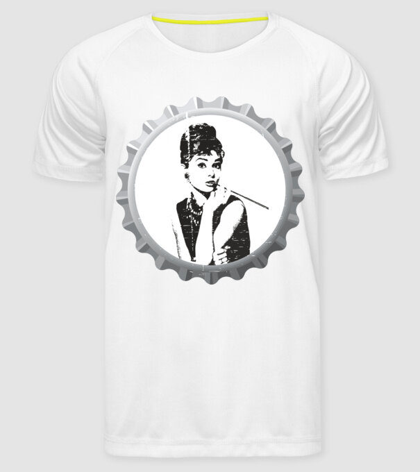 Audrey model alb pe tricou