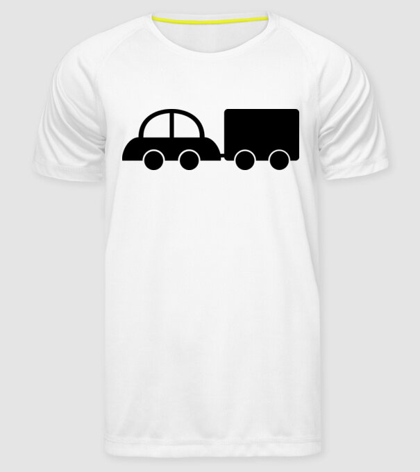 Car with tail model alb pe tricou