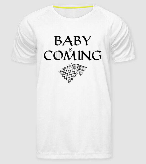 Baby is coming model alb pe tricou