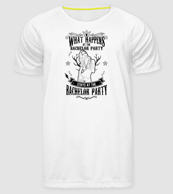 Bachelor party model alb pe tricou