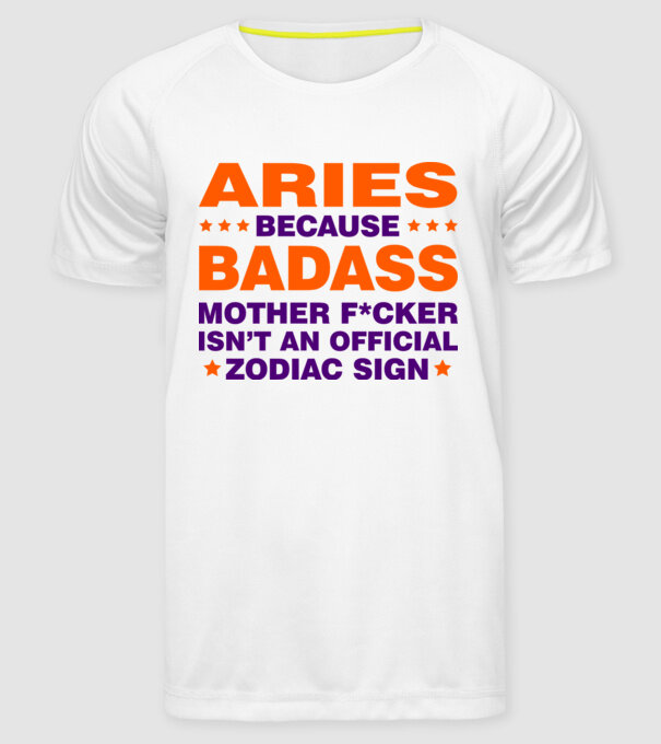 Badass zodiac ARIES model alb pe tricou