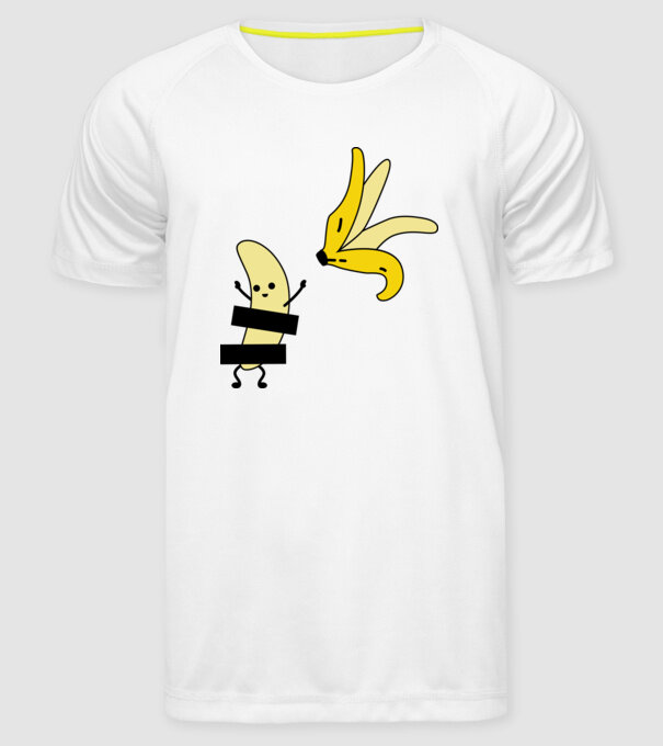 Cuplu Banană fată model alb pe tricou