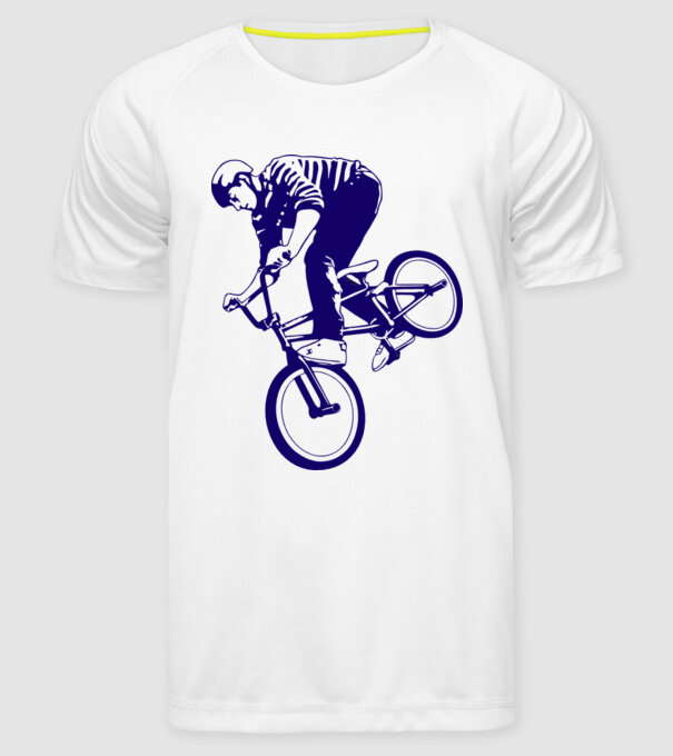BMX stunt model alb pe tricou