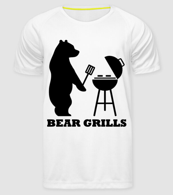 Bear Grills model alb pe tricou
