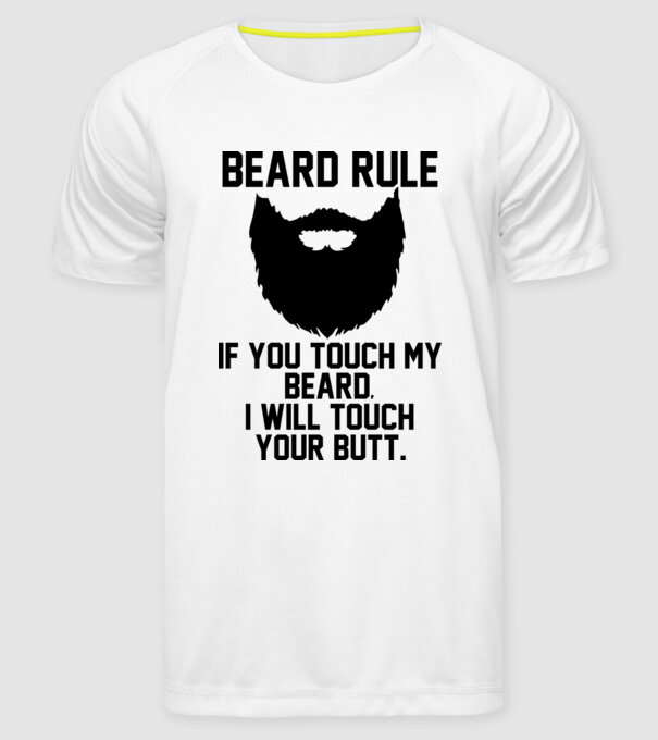 Beard Rules model alb pe tricou