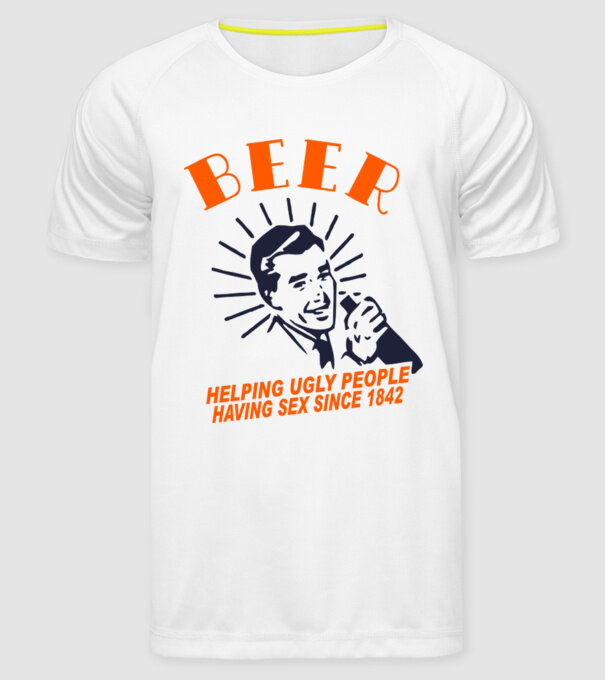 beeer model alb pe tricou
