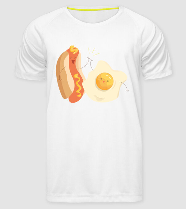 best friends hot dog egg model alb pe tricou