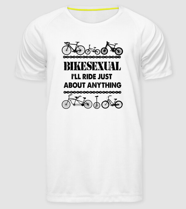 Bikesexual model alb pe tricou