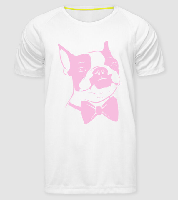 Boston Terrier model alb pe tricou