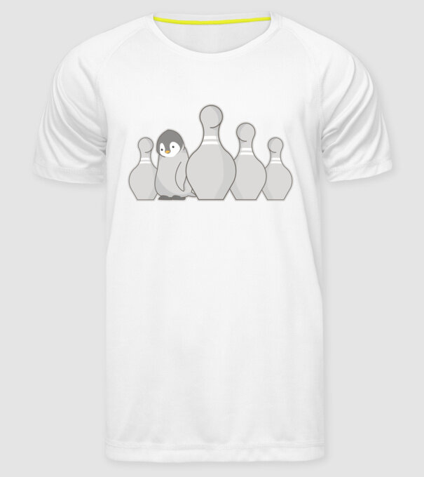 Bowling pinguin model alb pe tricou