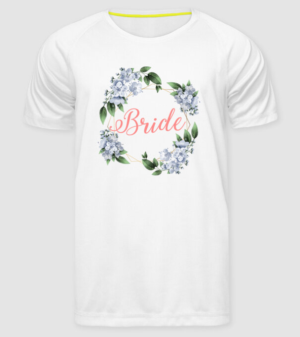 BRIDE blue floral model alb pe tricou