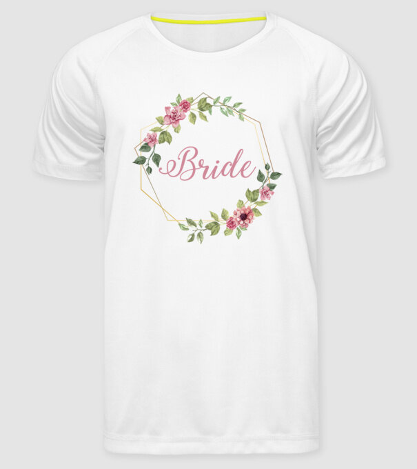 BRIDE pink floral model alb pe tricou