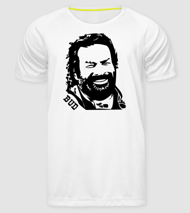 Față Bud Spencer model alb pe tricou