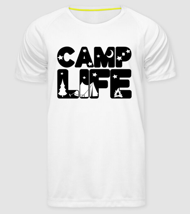 Camp life 2c model alb pe tricou