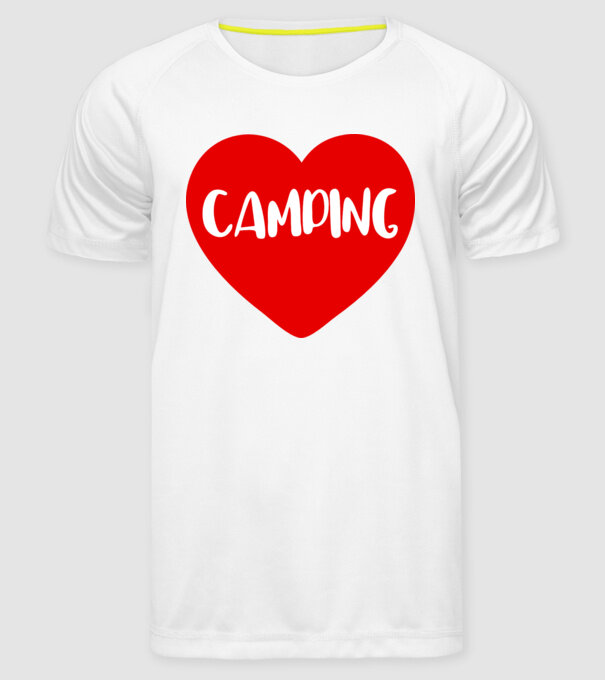 Camping heart model alb pe tricou