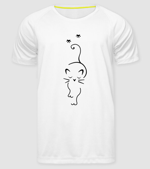 Cat walk model alb pe tricou