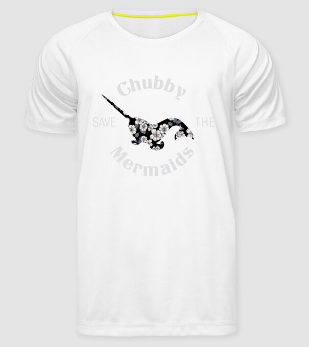 Chubby mermaid model alb pe tricou