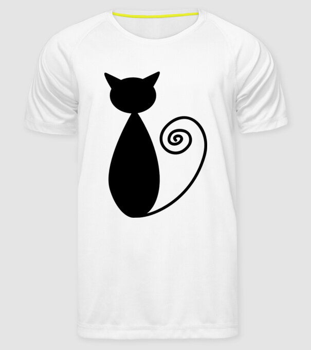 Siluetă pisică model alb pe tricou
