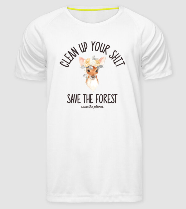 Clean up your shit model alb pe tricou