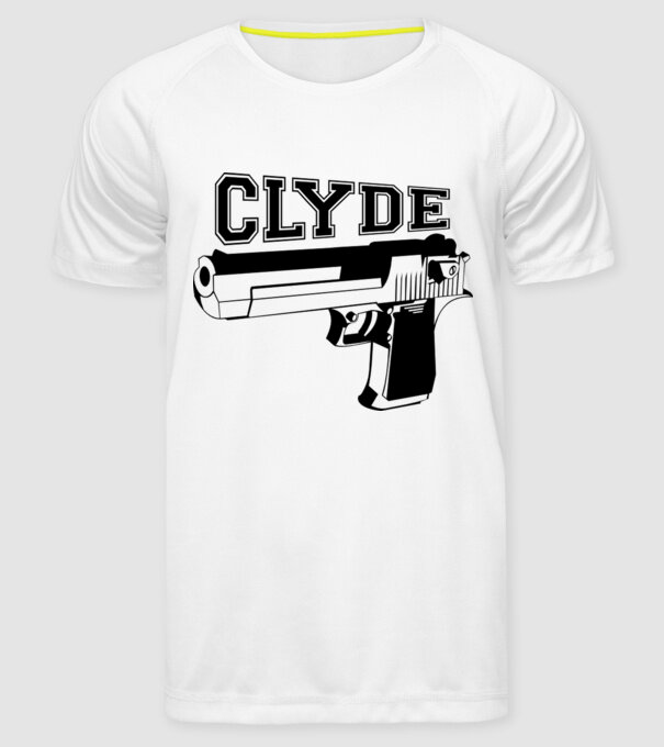 Clyde model alb pe tricou