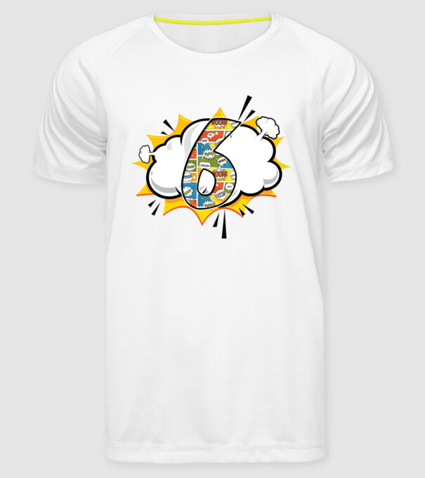 Birthday Comic Number 6 model alb pe tricou