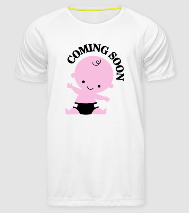 Coming soon baby model alb pe tricou