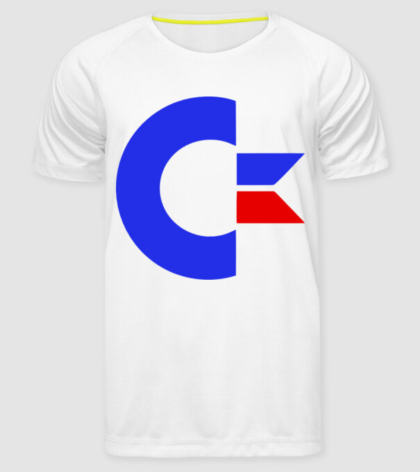 Logo Commodore model alb pe tricou