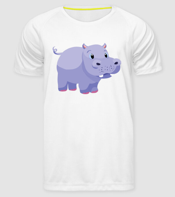 Hipopotam drăguț model alb pe tricou