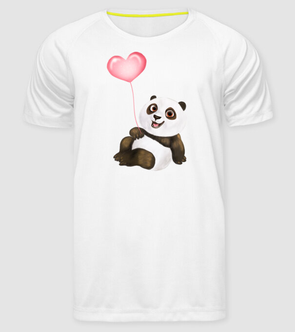Cute panda with heart model alb pe tricou