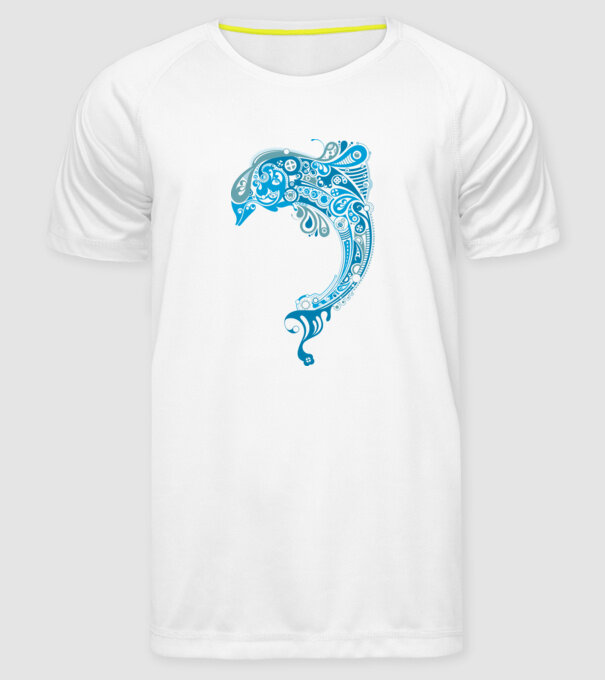 delfin model alb pe tricou