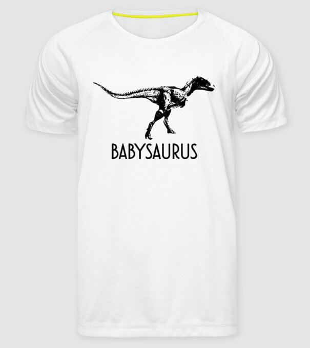 Familia de dinozauri Babysaurus model alb pe tricou
