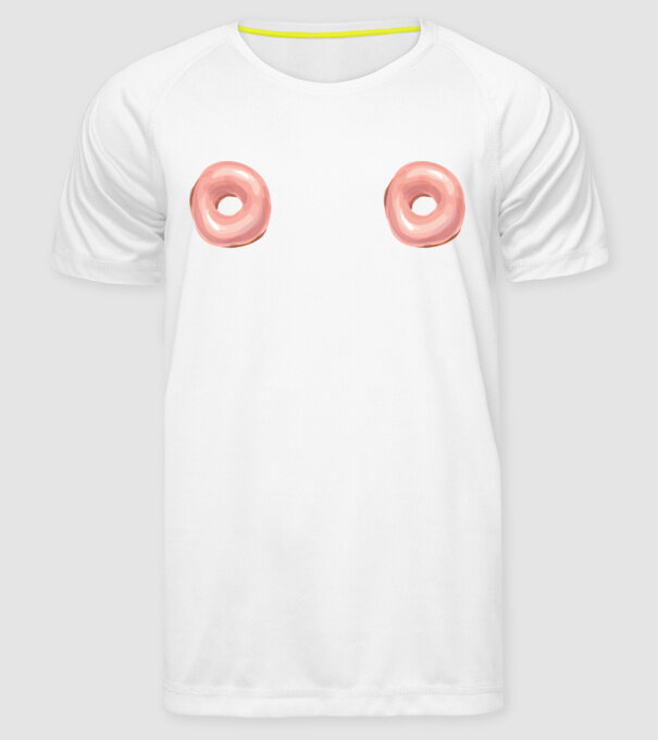 Donut titties model alb pe tricou