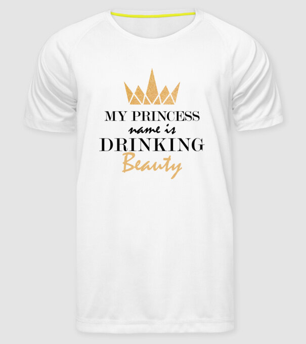 Drinking beauty gold model alb pe tricou